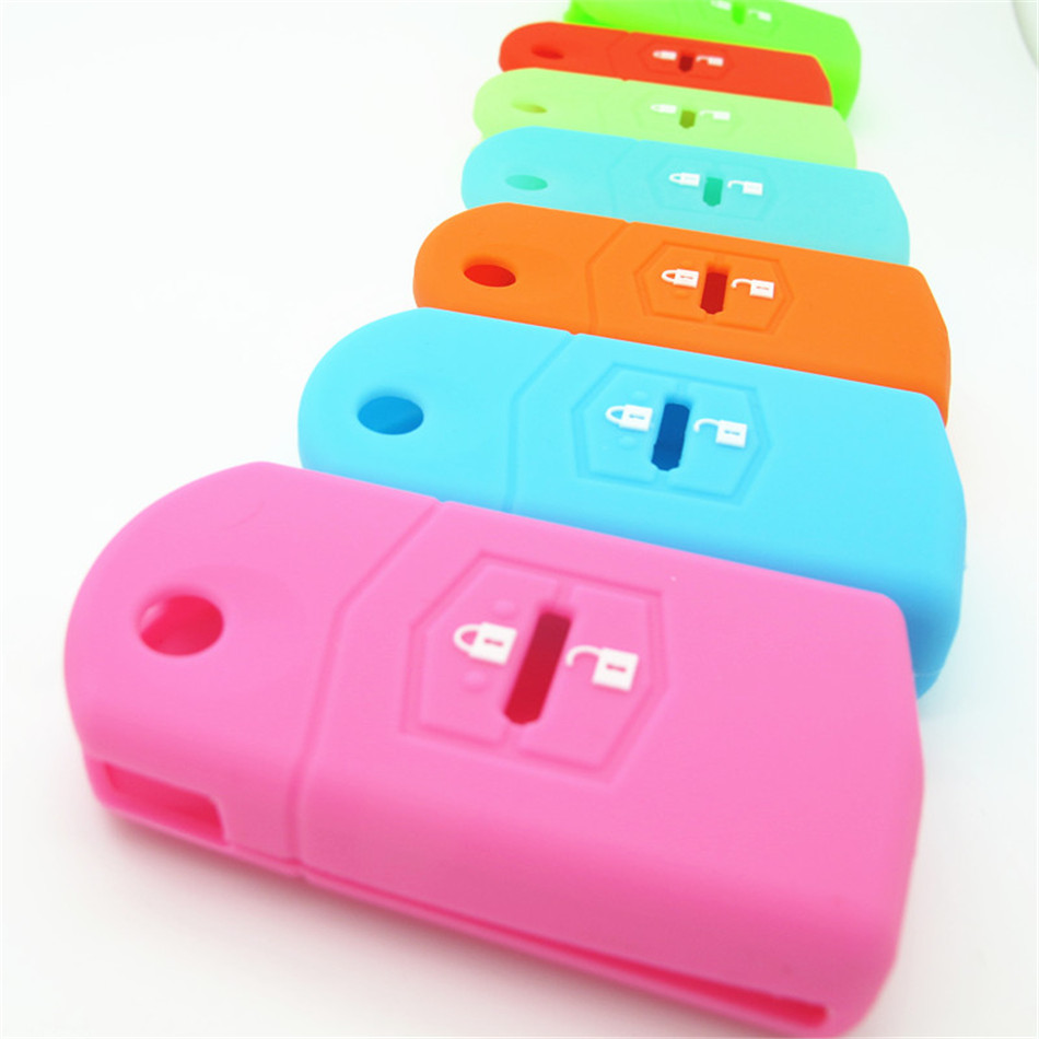 橙色馬自達2鍵帶標硅膠汽車鑰匙套