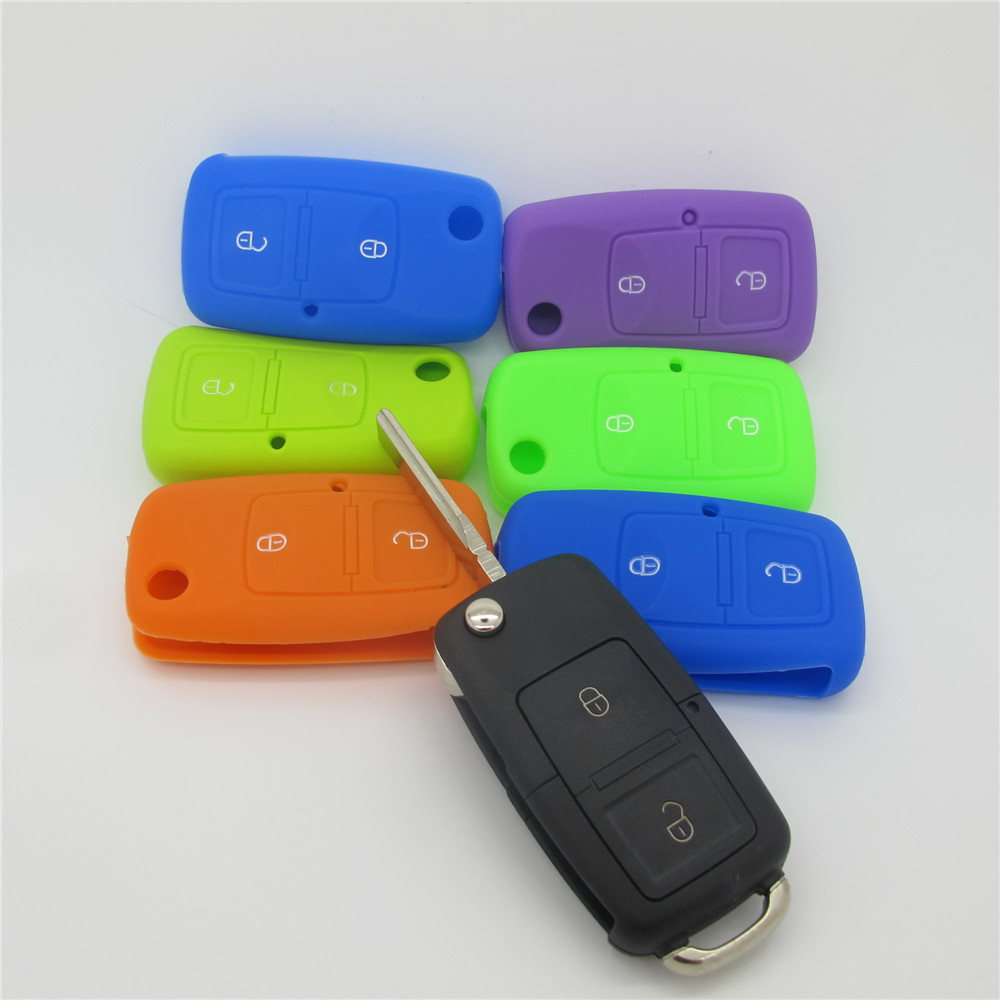 橙色大眾2鍵無標硅膠鑰匙套