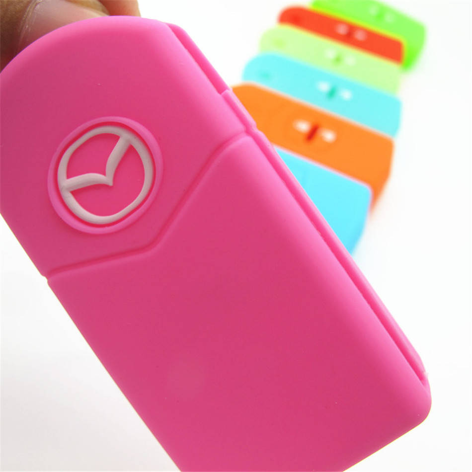 橙色馬自達2鍵帶標硅膠汽車鑰匙套